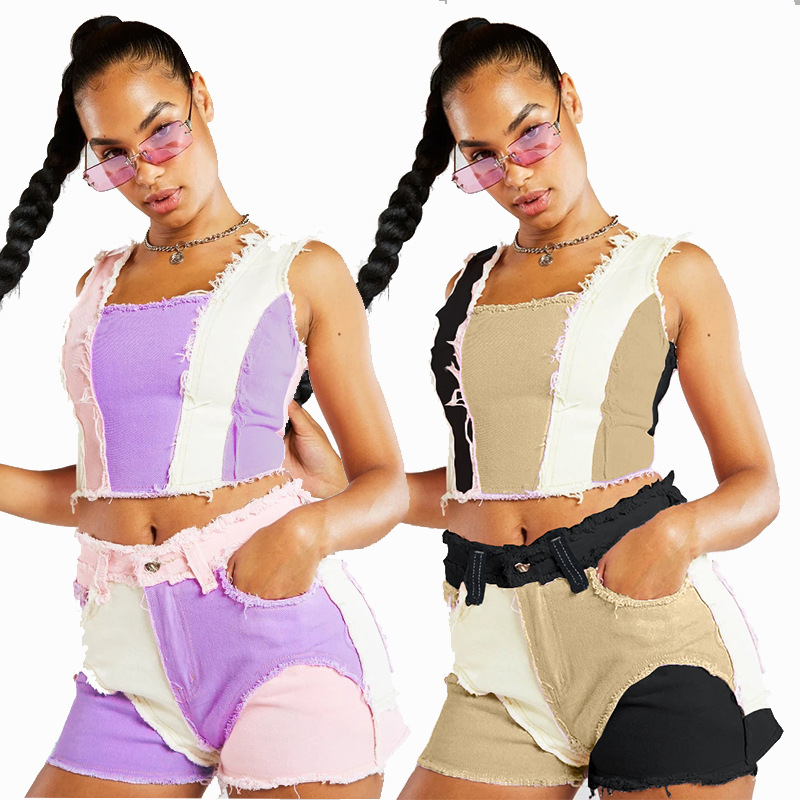 Shorts Denim Frayed - Modne dżinsowe szorty damskie z przetarciami,