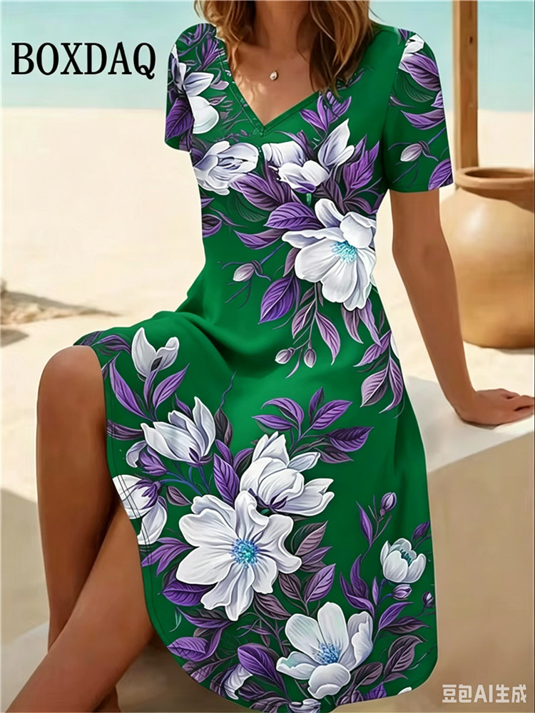 Romper Floral Print - Sukienki damskie w rozmiarze 6XL Plus