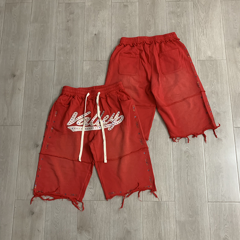 Shorts Denim Frayed - Męskie czarne szorty do kolan VALLEY