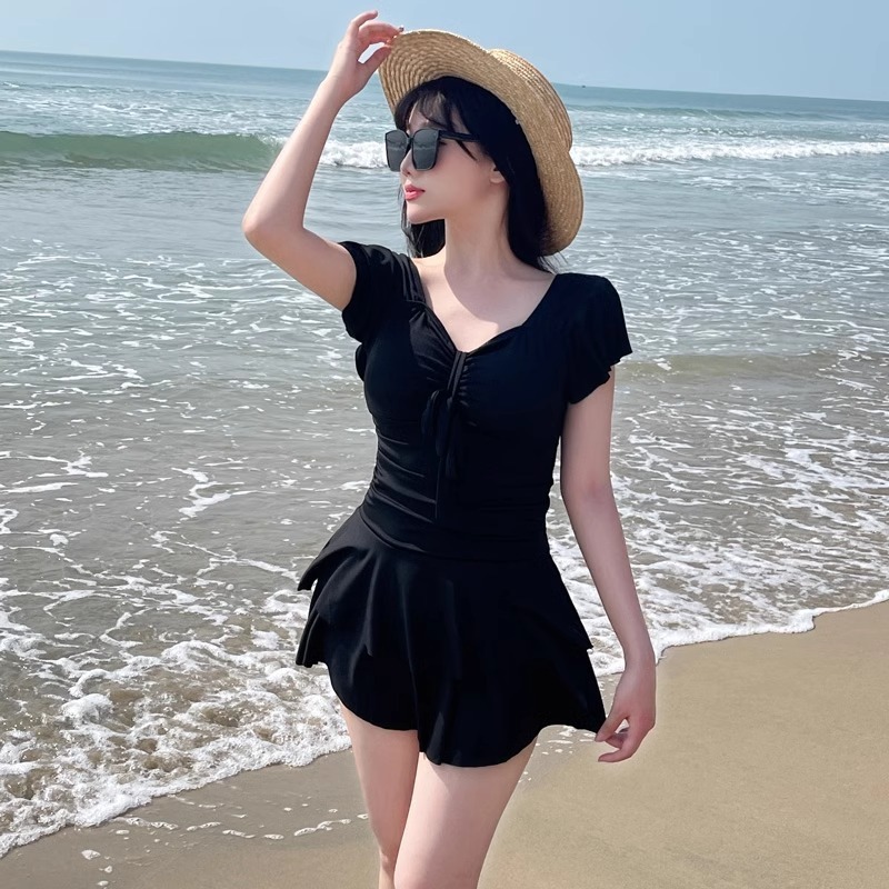 Swimsuit Bikini Ruched - Damski czerwony strój kąpielowy jednoczęściowy z