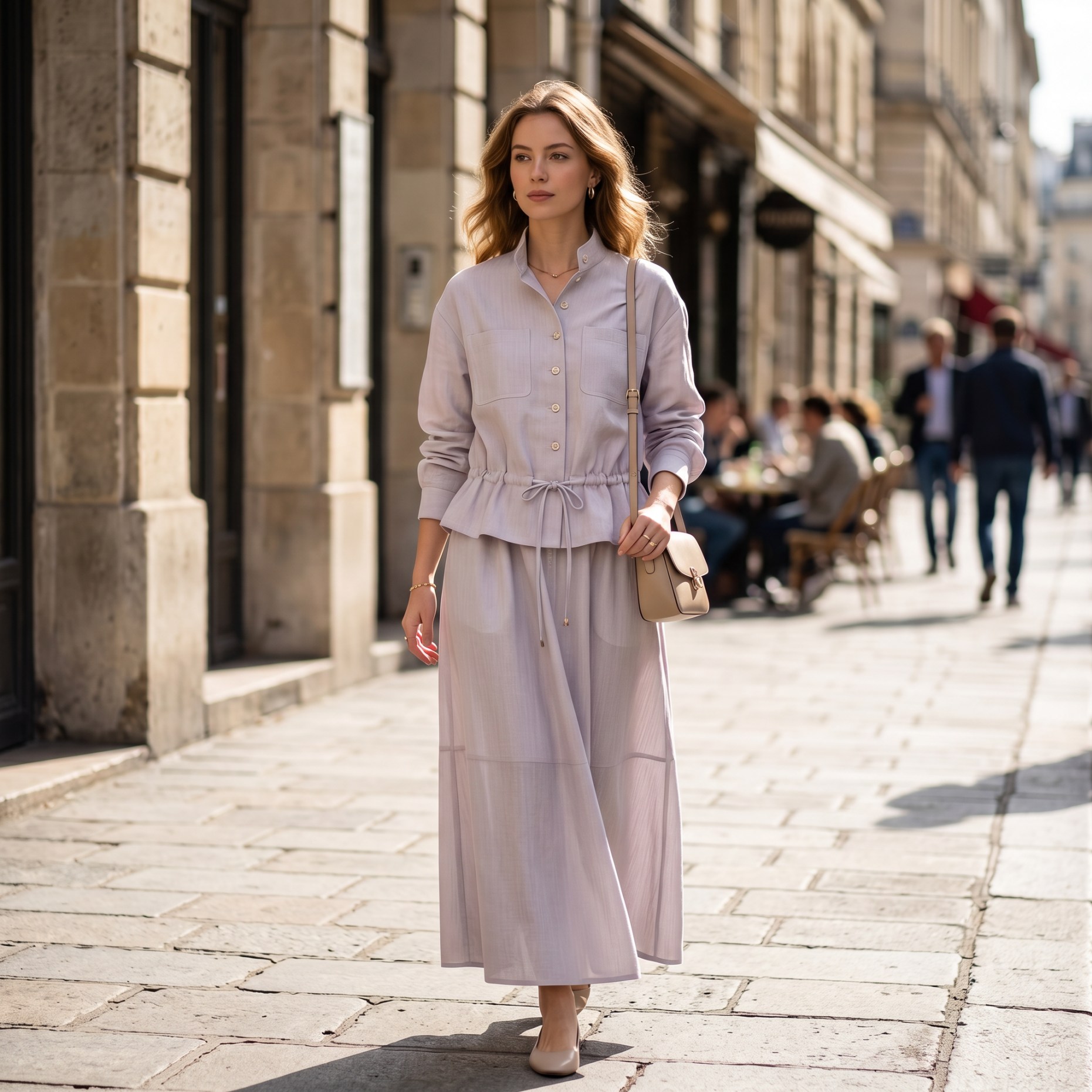 Midi Skirt Floral - Damska spódnica w jednolitym kolorze z