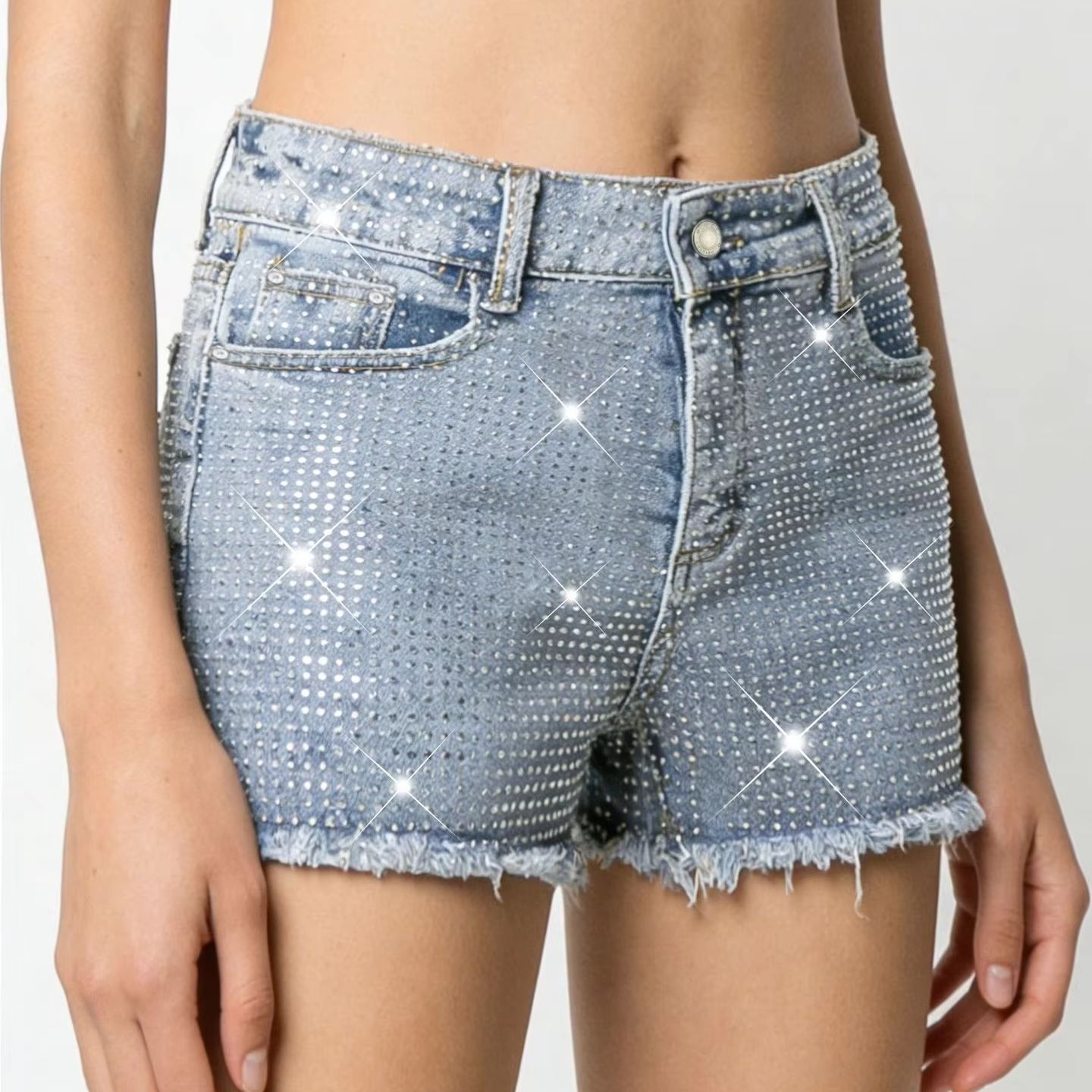 Shorts Denim Frayed - 2026 Nowe, w pełni zdobione elastyczne,
