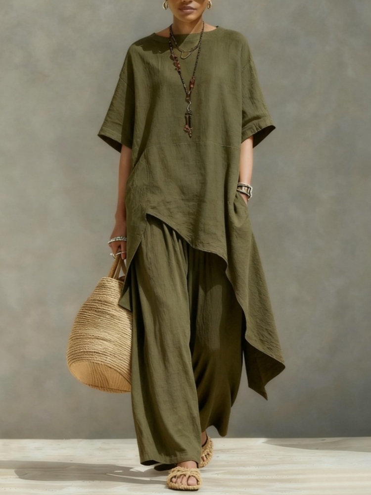 Damskie komplety spodni z bawe – Linen Pant Wide recenzja i cena