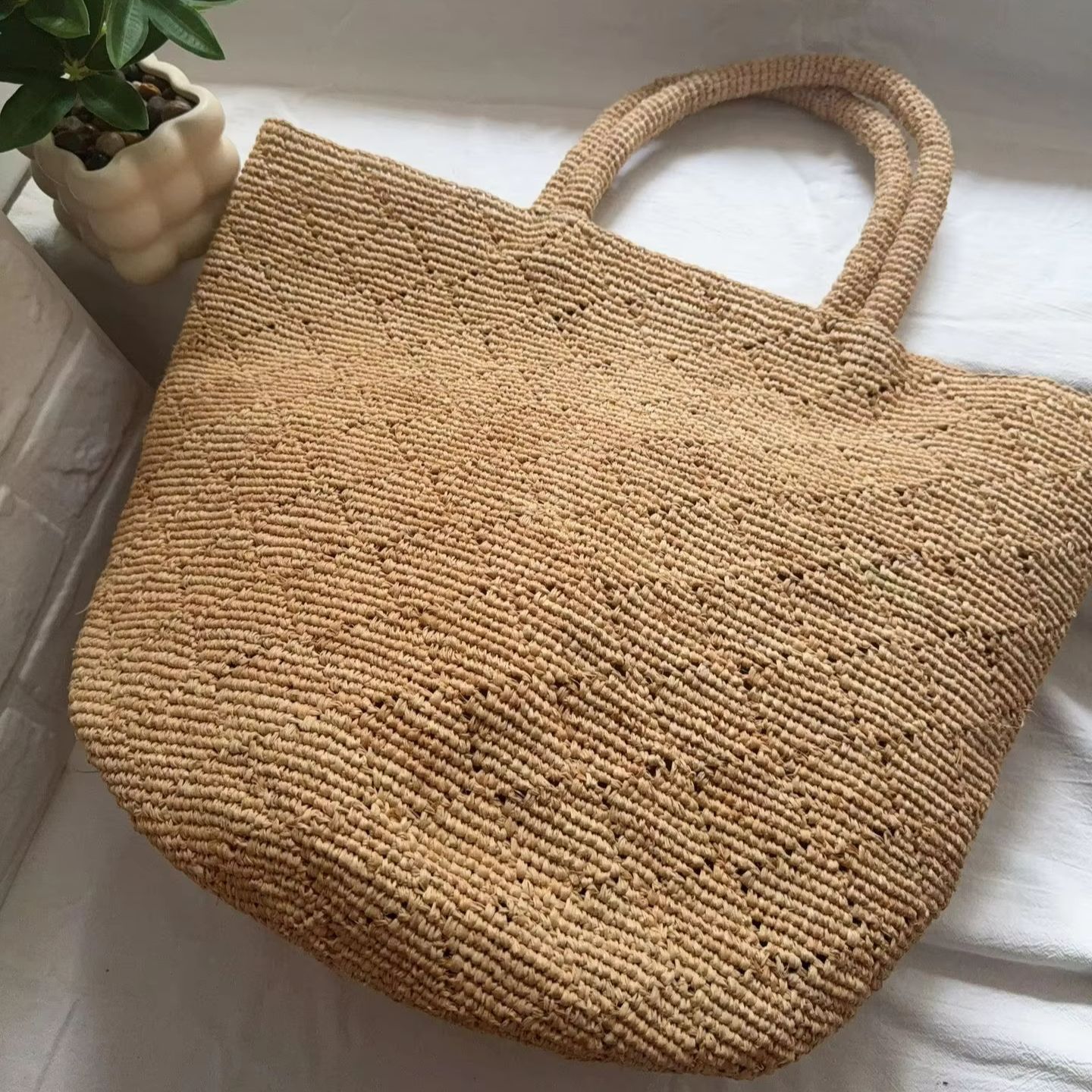 Modny styl Ins, ręcznie robion – Crochet Bag Raffia recenzja i cena