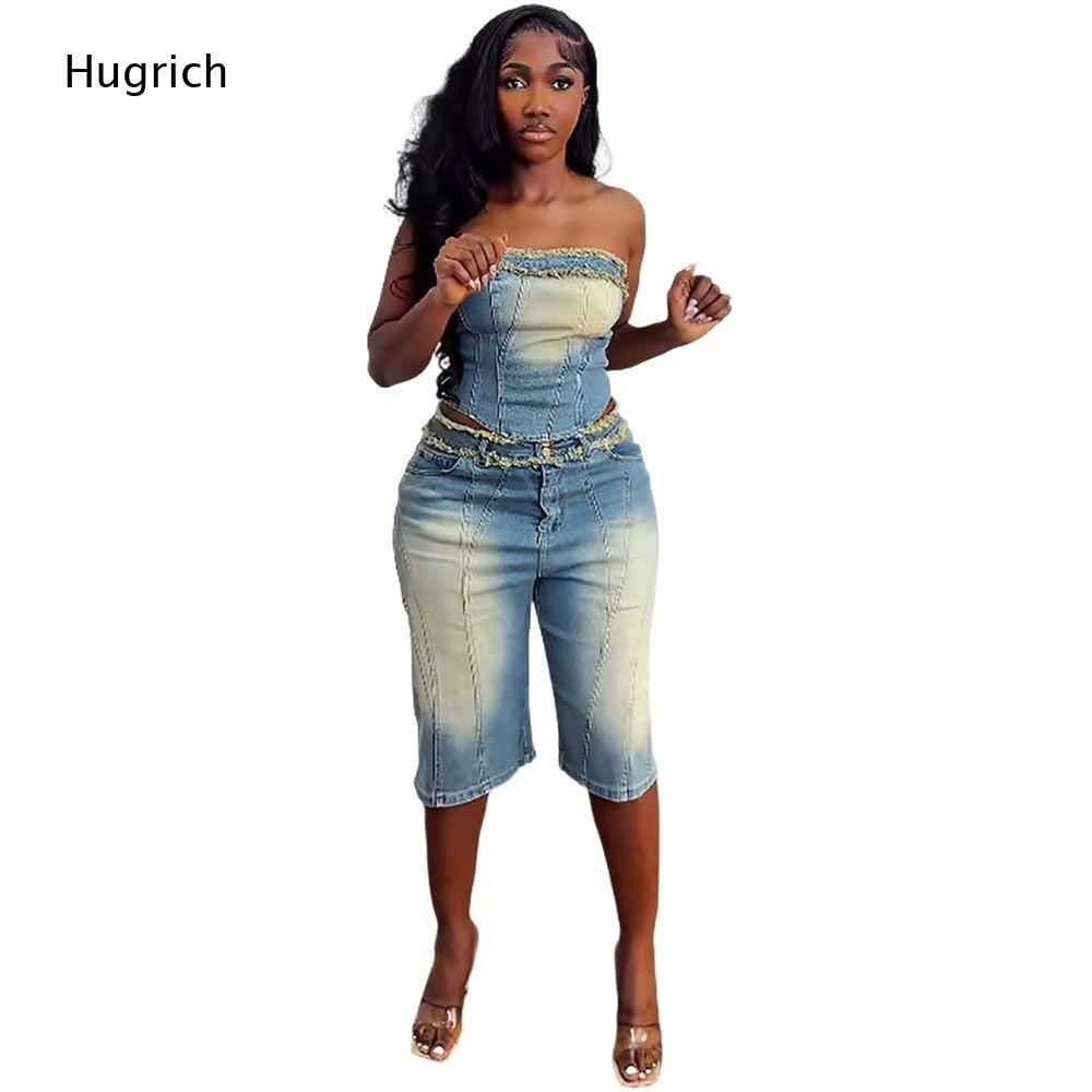 Damski zestaw: sprany crop top – Shorts Denim Frayed recenzja i cena