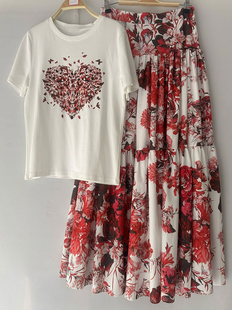 Damski letni komplet w kwiaty  – Midi Skirt Floral recenzja i cena