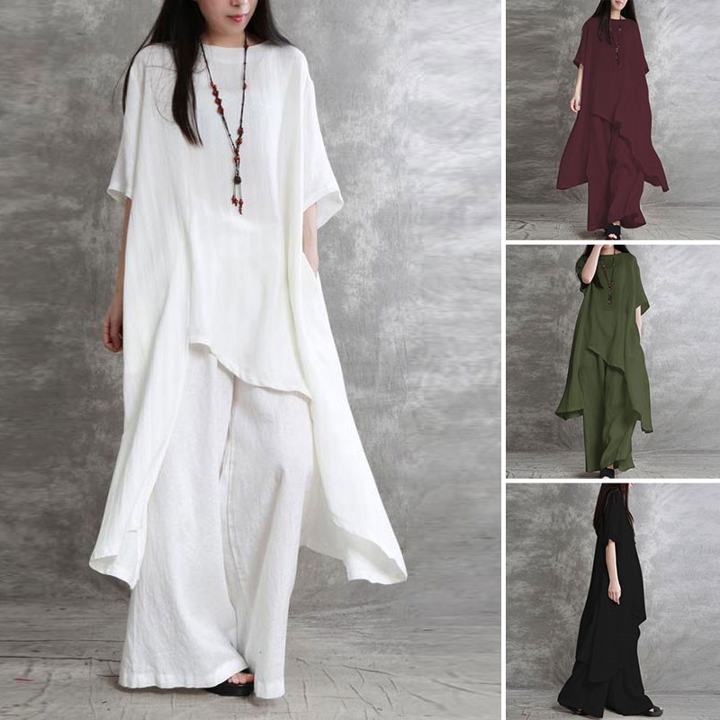 Damskie bawełniane lniane 2-cz – Linen Pant Wide recenzja i cena