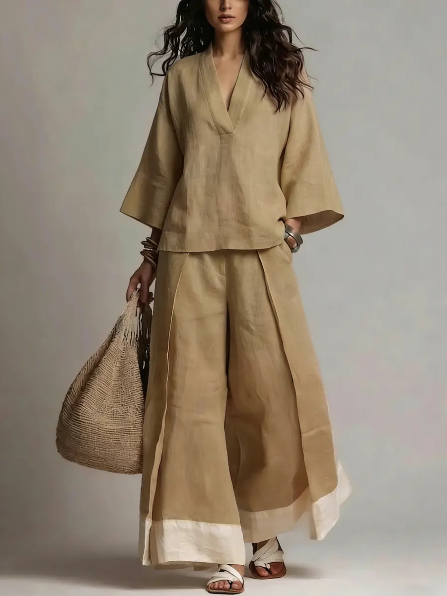 Letni damski komplet z bawełny – Linen Pant Wide recenzja i cena