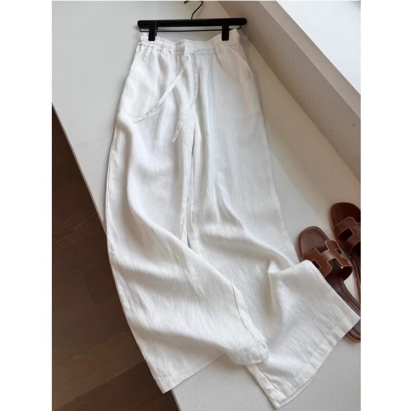 Koreański biały lniany komplet – Linen Pant Wide recenzja i cena