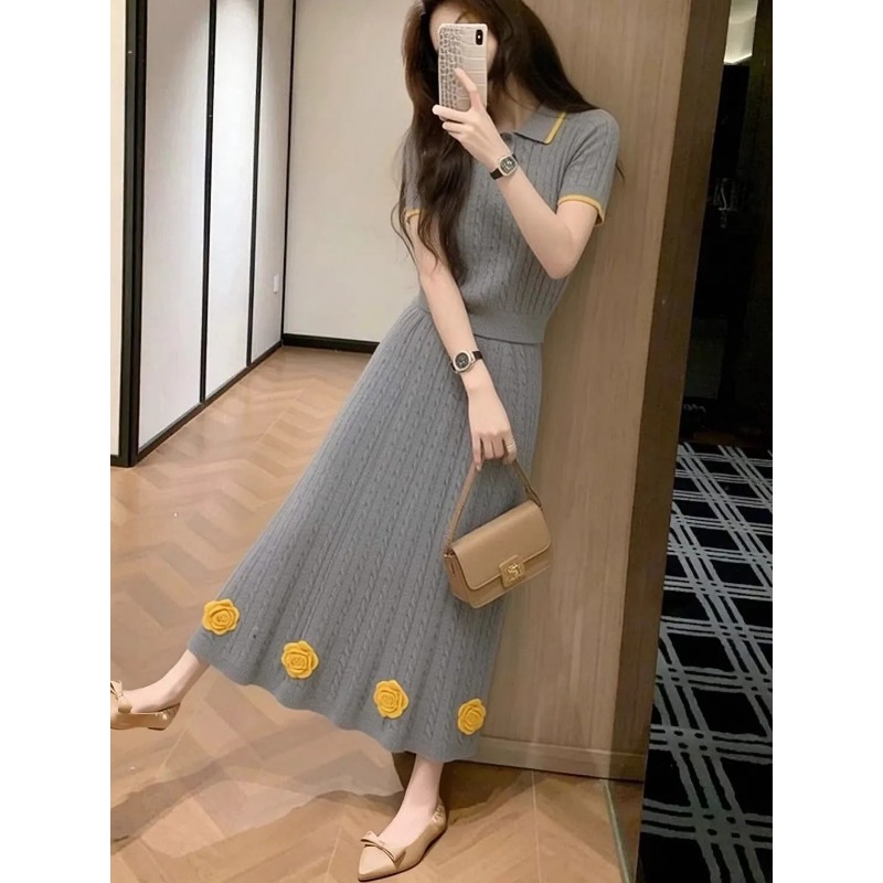 Damski dzianinowy komplet w kw – Midi Skirt Floral recenzja i cena